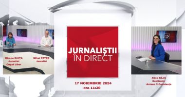 Nu ratați emisiunea „Jurnaliștii în direct”, duminică, 17 noiembrie, pe Antena 3 Constanța!