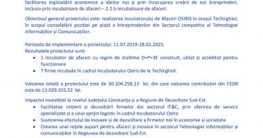 Finalizarea proiectului „Construire Centrul de Afaceri Osiris, oraș Techirghiol” - 2
