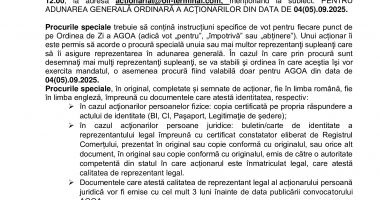Consiliul de Administrație al Societății OIL TERMINAL S.A. convoacă Adunarea Generală Ordinară a Acţionarilor în data de 04.09.2025 - 5