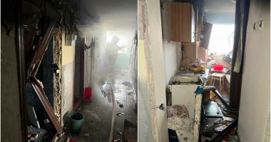 Stire din Eveniment : Explozie urmată de incendiu, într-un bloc din Balș. A fost activat Planul Roșu de Intervenție