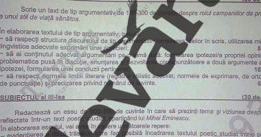 Bacalaureat 2014. Iată SUBIECTELE PROBEI SCRISE la LIMBA ROMÂNĂ - 3
