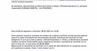 ANUNT DE PARTICIPARE LA PROCEDURA COMPETITIVA pentru atribuirea Contractului de Furnizare ECHIPAMENT MANIPULATOR CU GRAIFER - 2
