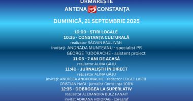Stire din Actualitate : Programul zilei de duminică, 21 septembrie, la Antena 3 Constanța