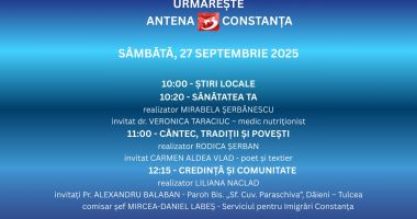 Stire din Actualitate : Programul zilei de sâmbătă, 27 septembrie, la Antena 3 Constanța