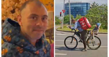 Stire din Social : Tăticul livrator pe bicicletă, care a emoționat România, a fost găsit. Pescobar i-a îndeplinit visul