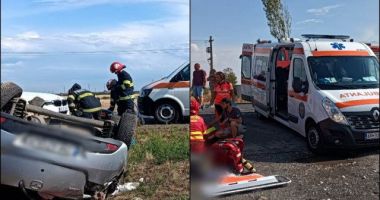 Stire din Eveniment : Momente de coșmar pentru cinci tineri. Au ajuns în stare gravă la spital după ce s-au răsturnat cu maşina