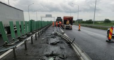 GALERIE FOTO. Autoutilitară a armatei, implicată într-un accident pe A2. Circulaţia rutieră, restricţionată - 2