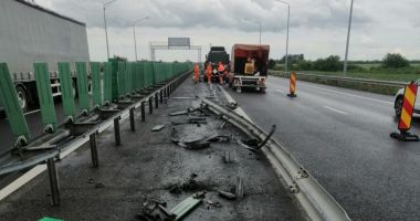GALERIE FOTO. Autoutilitară a armatei, implicată într-un accident pe A2. Circulaţia rutieră, restricţionată - 4