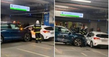 Accident rutier cu cinci mașini implicate, în parcare la mall! Două victime!