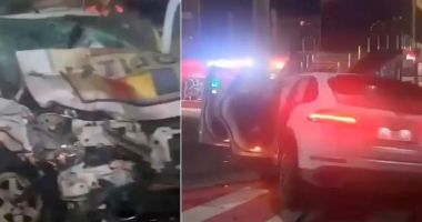 Stire din Eveniment : Cine este șoferul care a spulberat o mașină de poliție și a rănit grav trei agenți, apoi a fugit de la locul accidentului