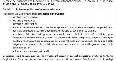 Dezvoltarea infrastructurii educaționale în învățământul universitar,  prin Programul Regional Sud-Est 2021-2027 - 2