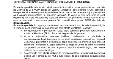 Consiliul de Administrație al Societății OIL TERMINAL S.A. convoacă Adunarea Generală Ordinară a Acţionarilor - 5