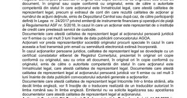 Consiliul de Administrație al Societății OIL TERMINAL S.A. convoacă Adunarea Generală Ordinară a Acţionarilor - 6