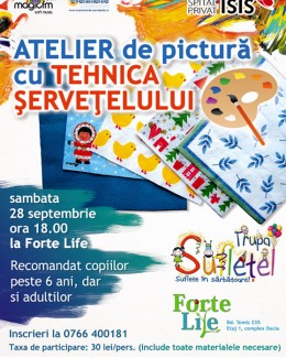 Stire din Cultură-Educație : Atelier de pictură cu tehnica șervețelului, pentru cei mici și adulți