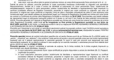 Consiliul de Administrație al Societății OIL TERMINAL S.A. convoacă Adunarea Generală Ordinară a Acţionarilor - 3