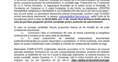 Consiliul de Administrație al Societății OIL TERMINAL S.A., întrunit în ședința din data de 26.03.2025 - 4