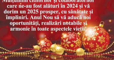 Redacția ziarului "Cuget Liber" vă adresează un sincer LA MULȚI ANI CU BUCURIE!