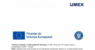 Anunt participare procedura competitiva - Lot 2 – Macara manipulatoare marfa – 2 bucãţi - 2