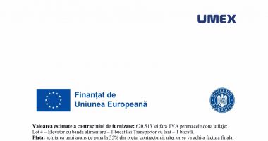 Anunt participare procedura competitiva - Lot 4 – Elevator cu bandã alimentare – 1 bucatã si Transportor cu lant – 1 bucatã, - 2