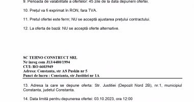 Anunt la procedura de atribuire a contractului de Furnizare Incarcator frontal electric, în cadrul proiectului „ Investitii pentru Retehnologizare la Tehno Construct SRL” - 2
