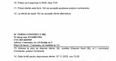 ANUNȚ DE PARTICIPARE  la procedura de atribuire a contractului de Furnizare Autobasculanta, în cadrul proiectului „Investitii pentru Retehnologizare la Tehno Construct SRL” - 2