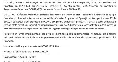 Implementare proiect cu titlul: "GRANT 2" co-finanţat prin Fondul European de Dezvoltare Regională pentru BISTRO CORRETTO S.R.L. - 2