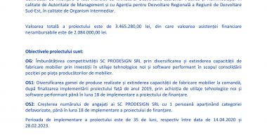 Lansarea proiectului „Extinderea capacității de producție mobilier în cadrul SC Prodesign SRL” - 2