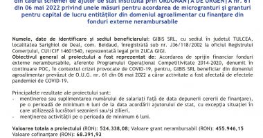 Inceperea proiectului “Granturi pentru capital de lucru AGRI-FOOD”  pentru GIBIS SRL - 2