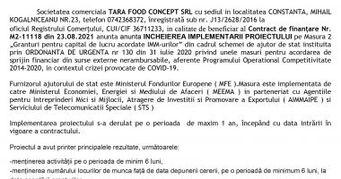 Anunț finalizare proiect - Tara Food Concept SRL - 2