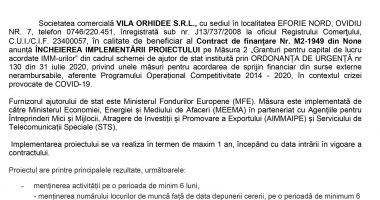 Încheierea proiectului „GRANT M2” în cadrul Granturi pentru capital de lucru acordate beneficiarilor IMM-uri cu activitate economică în unul din domeniile de activitate prevăzute în anexa nr. 2 - 2