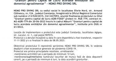 Anunț privind finalizarea implementării proiectului “Granturi pentru Capital de Lucru acordate entităților din domeniul agroalimentar” - 2