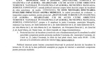 Anunţ public privind decizia etapei de încadrare  U.A.T. MANGALIA - 2