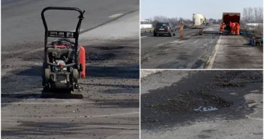 Stire din Social : Asfaltul de pe A1 s-a făcut praf după ninsori. Șoferii şi-au distrus maşinile din cauza gropilor