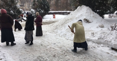 Galerie foto. Primăria Constanța a scos asistații social la dat zăpada din curtea Spitalului Județean - 4