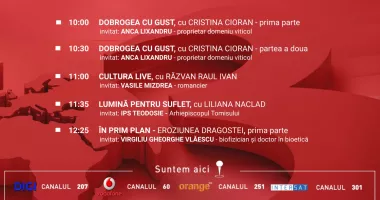 Stire din Actualitate : Programul zilei de duminică, 12 aprilie, de la Antena 3 Constanța