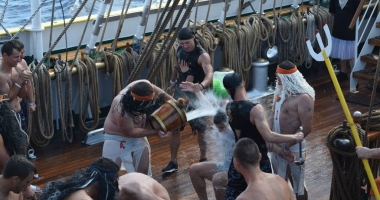 Zeul Neptun a botezat cadeții aflați la bordul bricului Mircea - 2