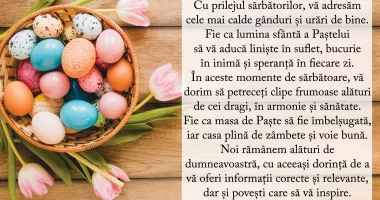 Stire din Social : Redacția „Cuget Liber“ urează tuturor cititorilor și colaboratorilor PAȘTE FERICIT!