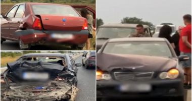 Stire din Eveniment : Carambol în lanț! Trei mașini s-au ciocnit ca într-un joc de domino din cauza vitezei