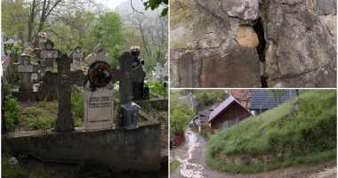 Stire din Eveniment : Un cimitir riscă să se prăbușească peste case. Localnicii se tem că „se trezesc cu morții în drum”