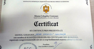 Colegiul Național  "Mihai Eminescu" a aderat  la Alianța Colegiilor Centenare - 2