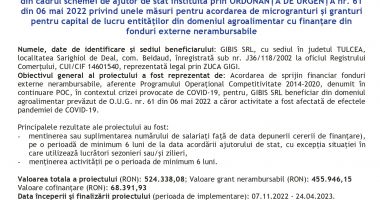 Finalizarea proiectului “Granturi pentru capital de lucru AGRI-FOOD”  pentru GIBIS SRL - 2