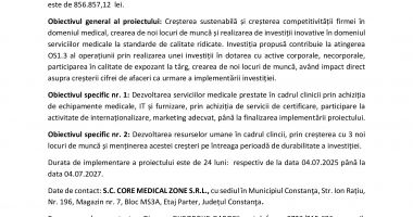 Lansarea proiectului „CREȘTEREA COMPETITIVITĂȚII CLINICII CORE MEDICAL” - 2