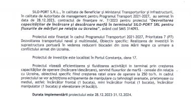 Dezvoltarea capacităților de încărcare şi descărcare marfă în terminalul SILOPORT SRI- pentru fluxurile de mărfuri pe relația cu Ucraina - 2