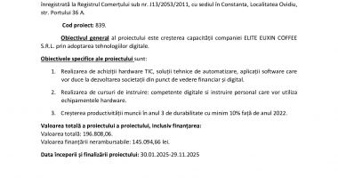 Creșterea competitivității societății ELITE EUXIN COFFEE S.R.L. prin  achiziția de active corporale și necorporale - 2