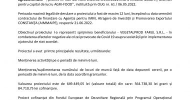 Finalizarea proiectului  „ Granturi Agroalimentare” - 2