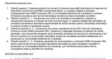 GMB Computers se lanseaza proiectul „ CYMAROP – CENTRUL OPERAȚIONAL, EDUCAȚIONAL ȘI DE CERCETARE ÎN SECURITATE CIBERNETICĂ MARITIMĂ ȘI OPERARE AUTONOMĂ” - 2