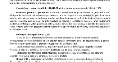Comuna Bărăganu implementează proiectul „Școala Gimnazială „Emil Gârleanu” Bărăganu – o școală a viitorului!” (contract de finanțare nr. 1220DOT/2023) - 2