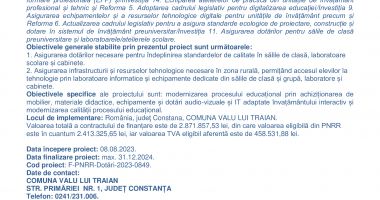 Dotarea cu mobilier, materiale  didactice și echipamente digitale a unităților de învățământ preuniversitar din Comuna Valu lui  Traian - 2