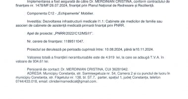 Finalizare-Dezvoltarea infrastructurii medicale I1.1: Cabinete ale Medicilor de familie sau asocieri de cabinete de asistență medicală primară finanțat prin PNRR - 2
