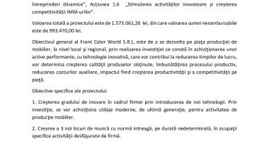 Lansarea proiectului „Dotarea FRONT COLOR WORLD S.R.L.” - 2